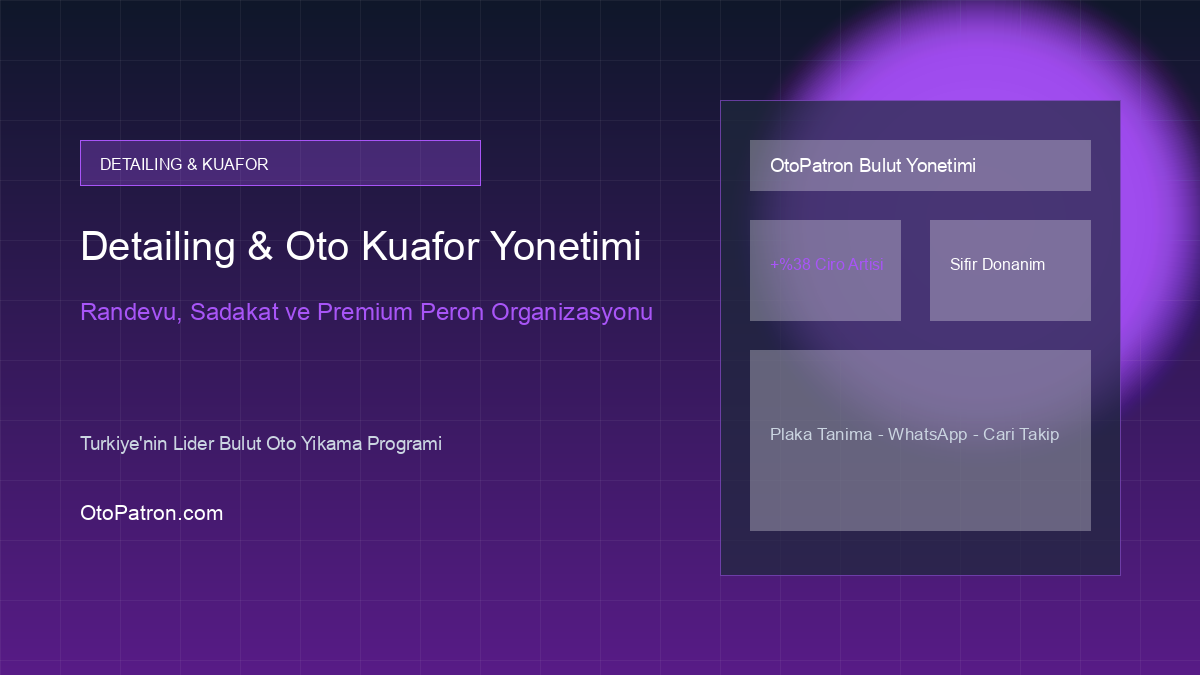 Detailing ve Oto Kuaför Merkezleri İçin Randevu, Sadakat ve Ciro Yönetimi Rehberi